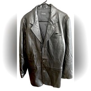 PRAGUE Men's Black 100% Leather Jacket Coat M